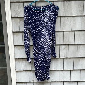 Free People Navy and White Long Sleeve Dress